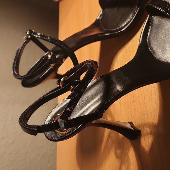 BY FAR - embossed touch-strap 110mm sandals size 9 - Picture 3 of 9